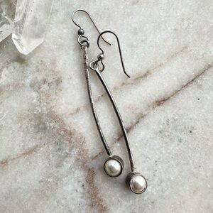 Silver Pearl Drop Earrings